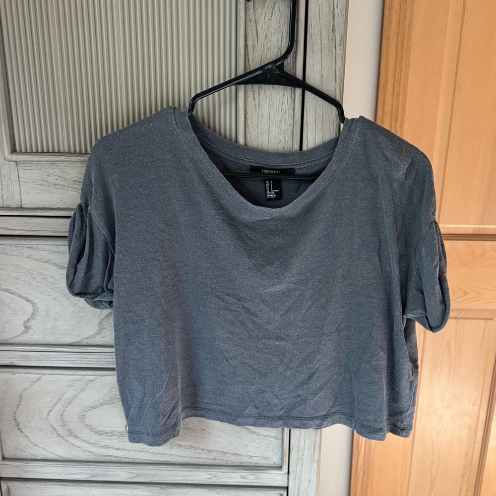 Gray T-Shirt Crop Top